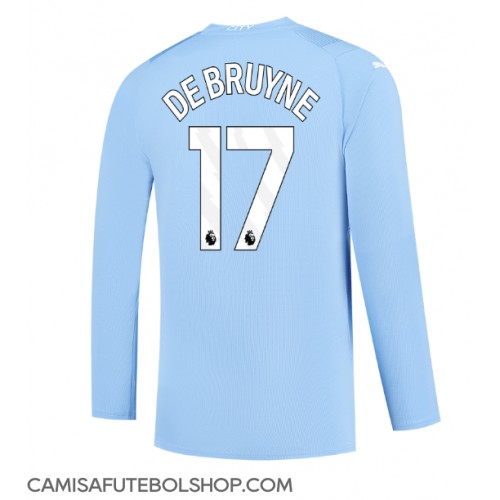 Camisa de time de futebol Manchester City Kevin De Bruyne #17 Replicas 1º Equipamento 2023-24 Manga Comprida